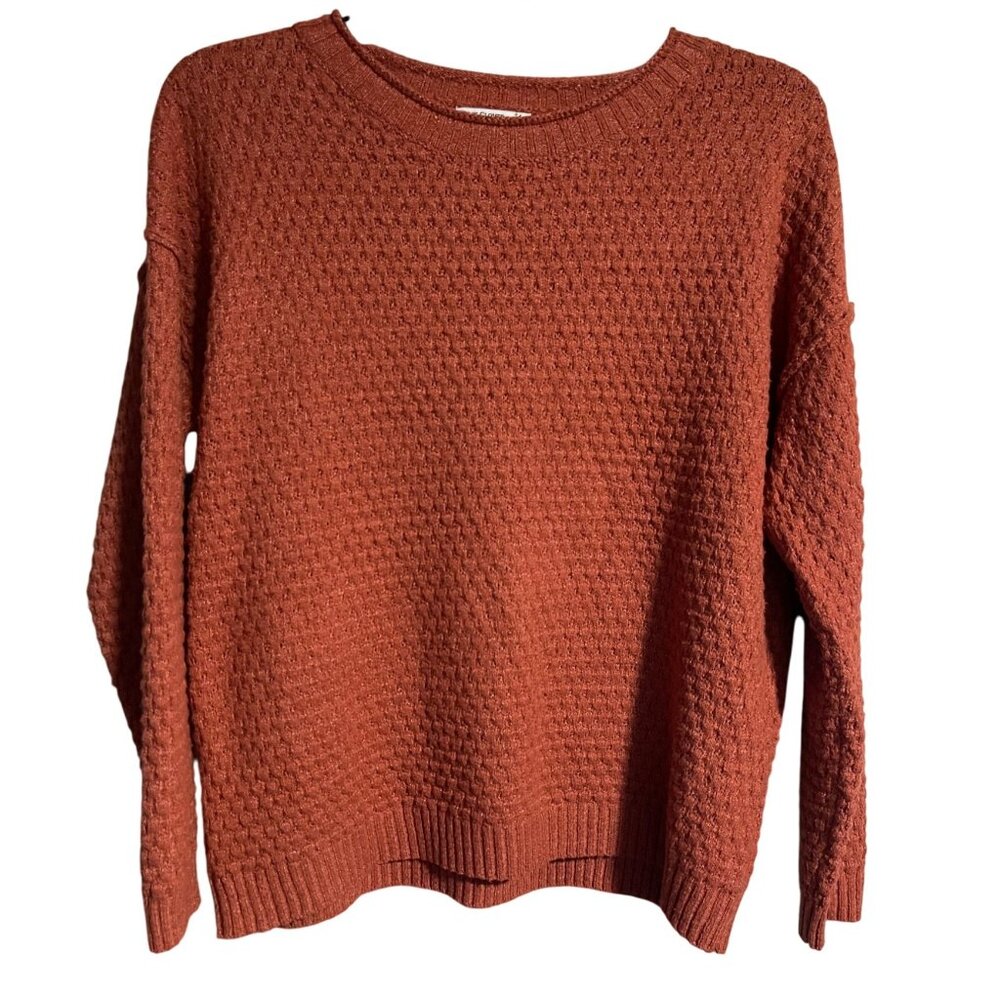 Pink Clover Womens Knit Sweater XL Rust Color Textured Pullover Polyester